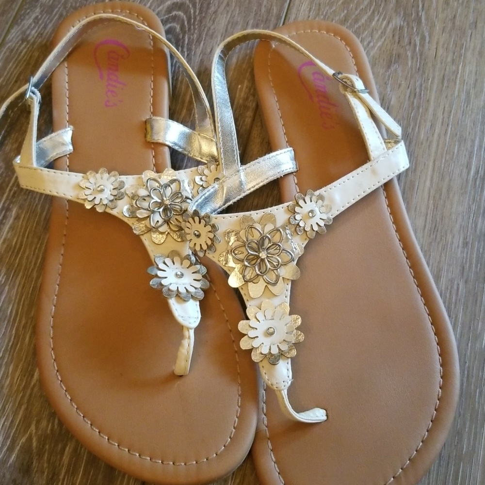 White candies t-strap sandals
